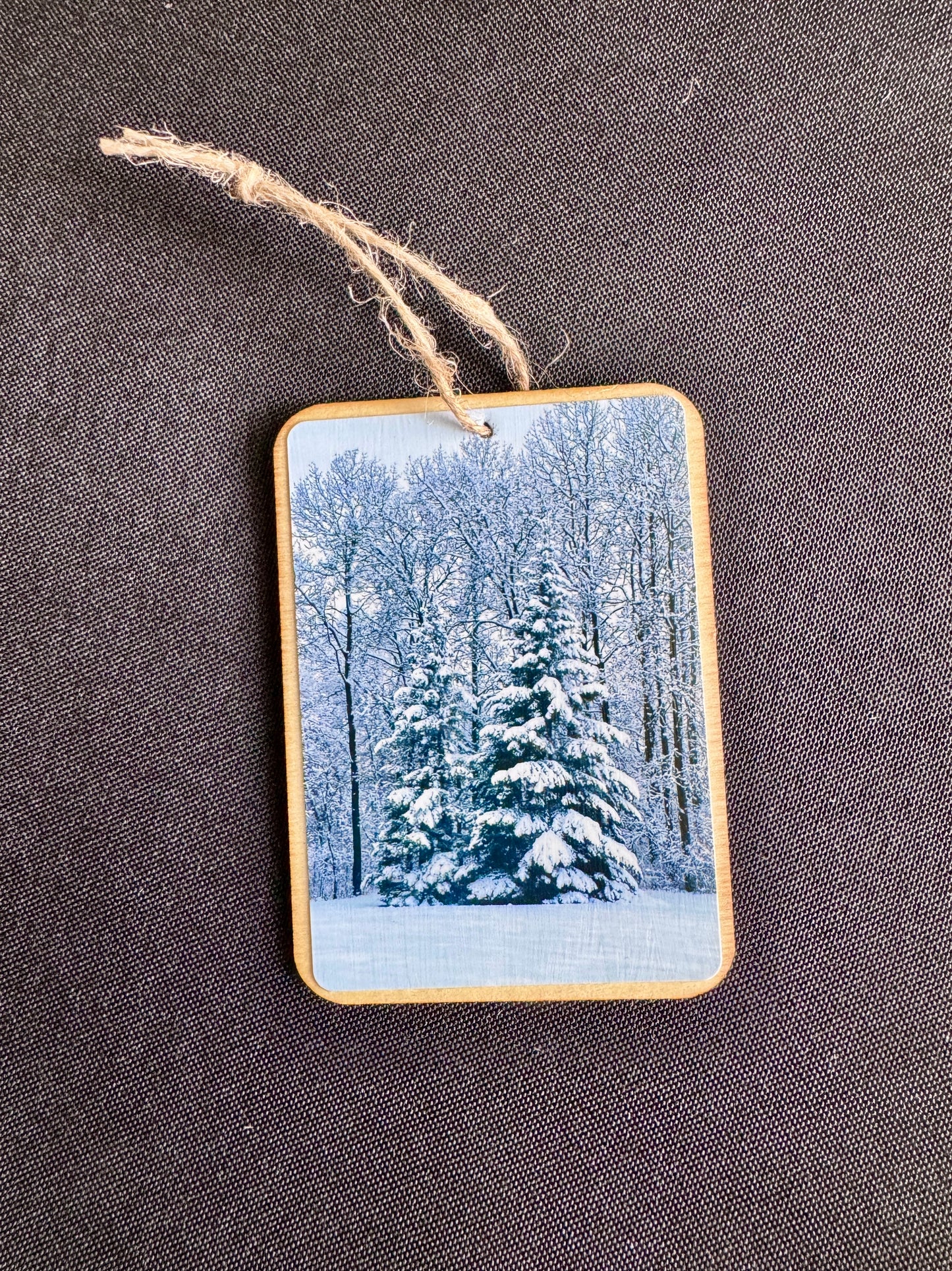 Snow Covered Trees - Wooden Ornament