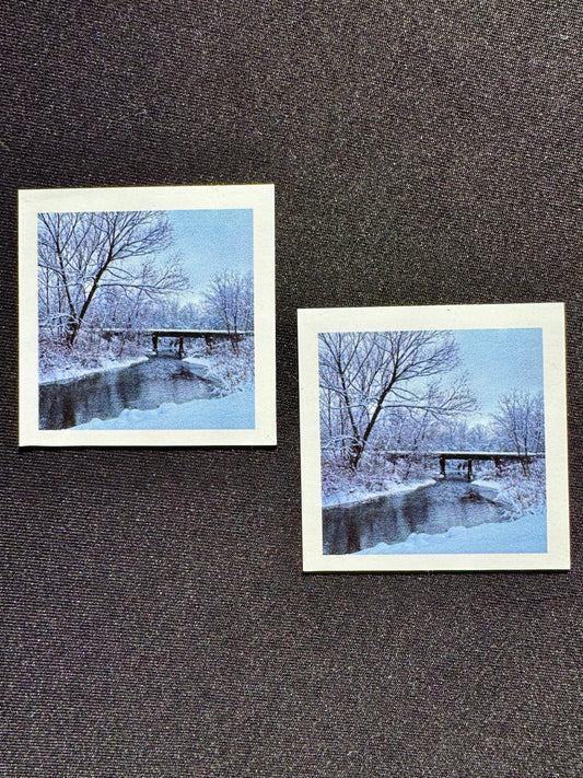 Snowy Railroad Bridge - Magnet - Vintage Feel