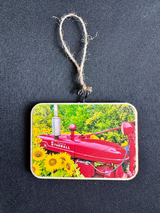 Sunflowers & Farmall - Wooden Ornament