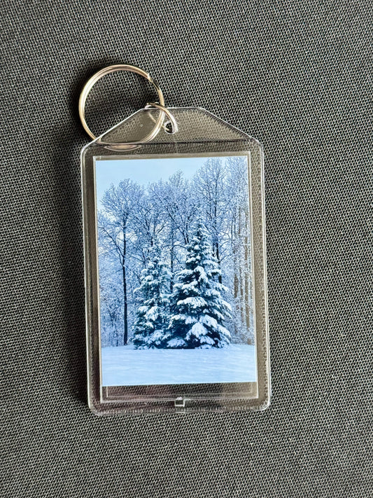 Snow Covered Trees - Photo Keychain